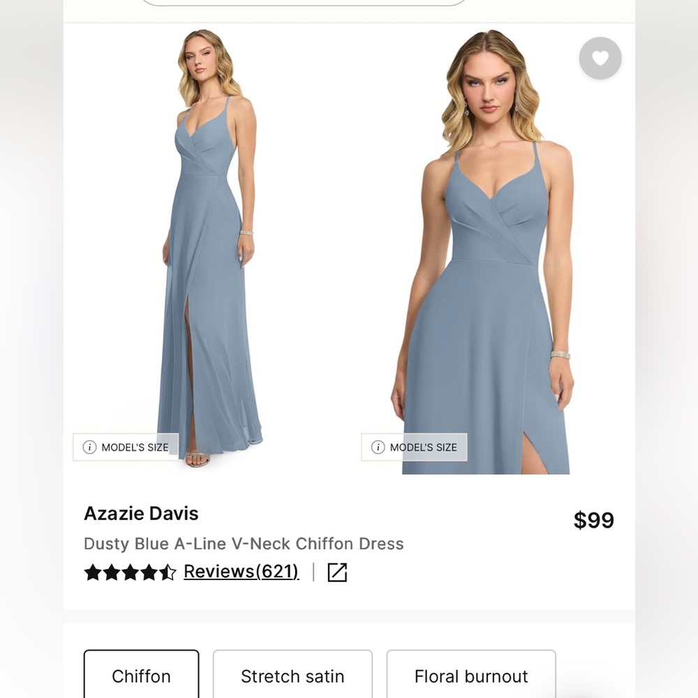 Azazie Dusty Blue Davis Chiffon Dress